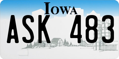 IA license plate ASK483