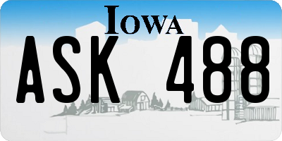 IA license plate ASK488