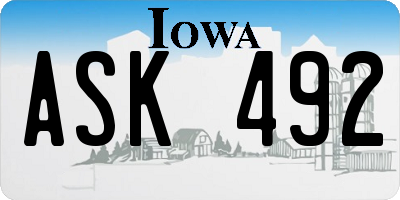 IA license plate ASK492