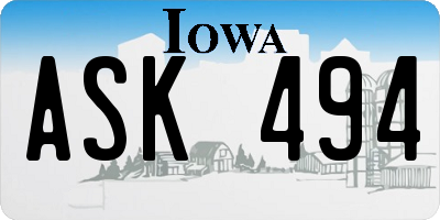 IA license plate ASK494