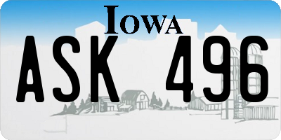 IA license plate ASK496