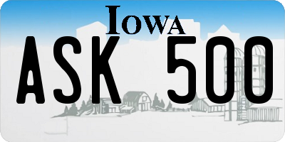 IA license plate ASK500