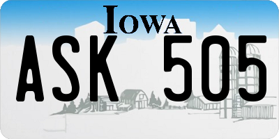 IA license plate ASK505