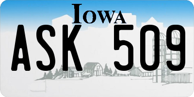 IA license plate ASK509