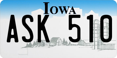 IA license plate ASK510