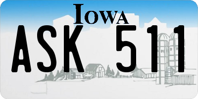 IA license plate ASK511