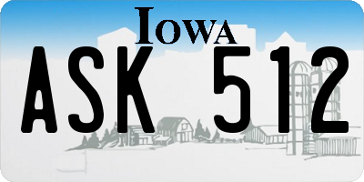IA license plate ASK512