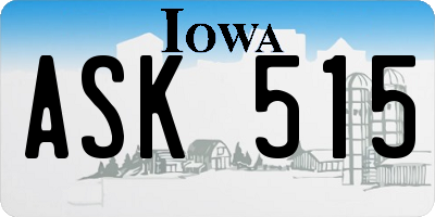 IA license plate ASK515