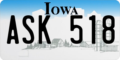 IA license plate ASK518