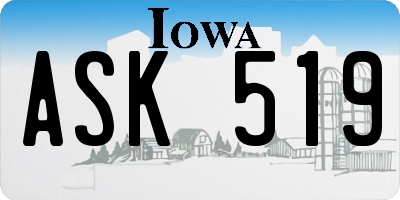 IA license plate ASK519