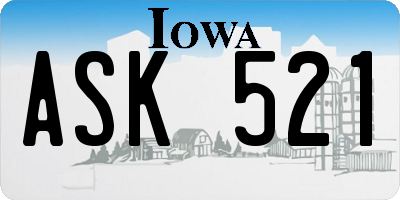 IA license plate ASK521