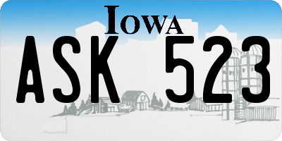 IA license plate ASK523