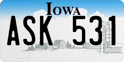 IA license plate ASK531