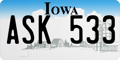 IA license plate ASK533