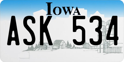 IA license plate ASK534
