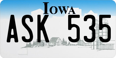 IA license plate ASK535