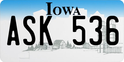 IA license plate ASK536