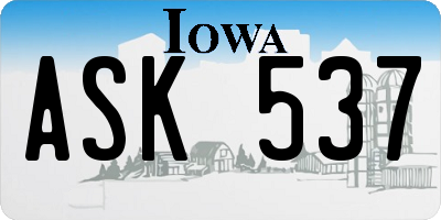 IA license plate ASK537