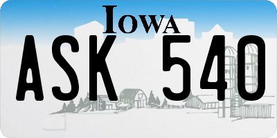 IA license plate ASK540