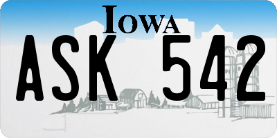 IA license plate ASK542