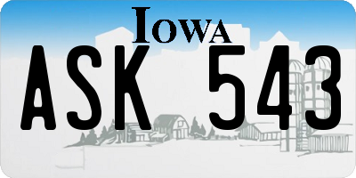 IA license plate ASK543