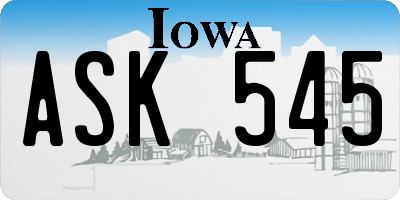 IA license plate ASK545