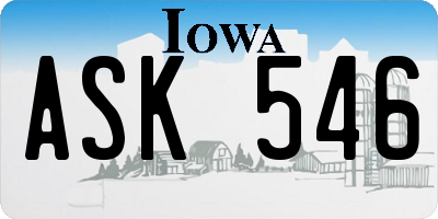 IA license plate ASK546