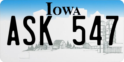 IA license plate ASK547