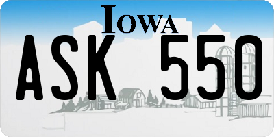 IA license plate ASK550
