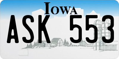 IA license plate ASK553