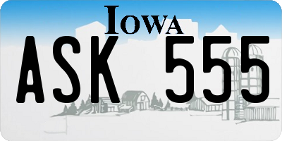 IA license plate ASK555