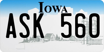 IA license plate ASK560