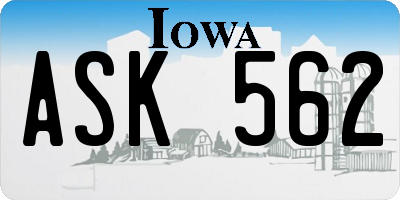 IA license plate ASK562