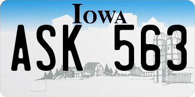 IA license plate ASK563