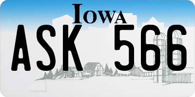 IA license plate ASK566