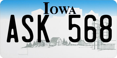 IA license plate ASK568