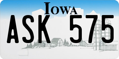 IA license plate ASK575