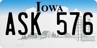 IA license plate ASK576