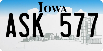 IA license plate ASK577