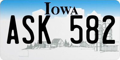 IA license plate ASK582