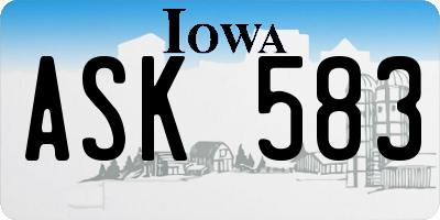 IA license plate ASK583
