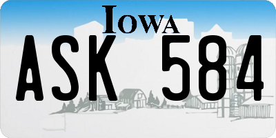 IA license plate ASK584