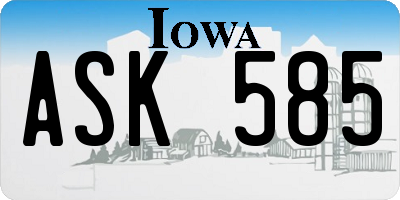 IA license plate ASK585