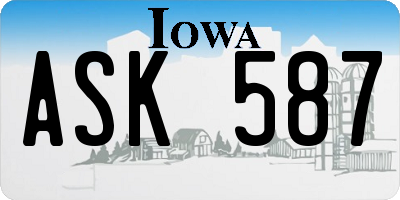 IA license plate ASK587