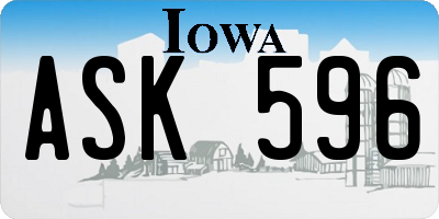 IA license plate ASK596
