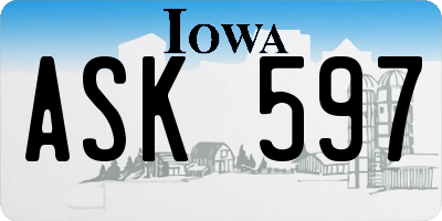 IA license plate ASK597