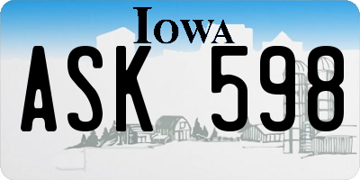 IA license plate ASK598