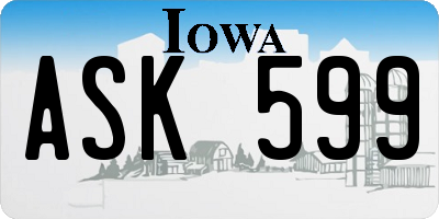IA license plate ASK599