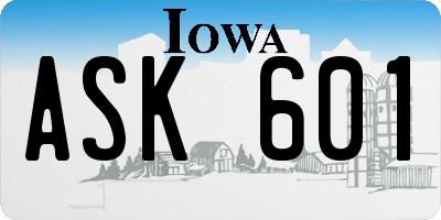 IA license plate ASK601