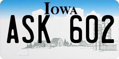IA license plate ASK602
